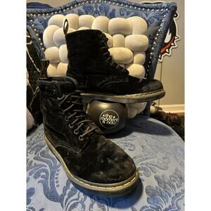 Dr Martens 1460 Black Velvet Boots Size 8/EU 39